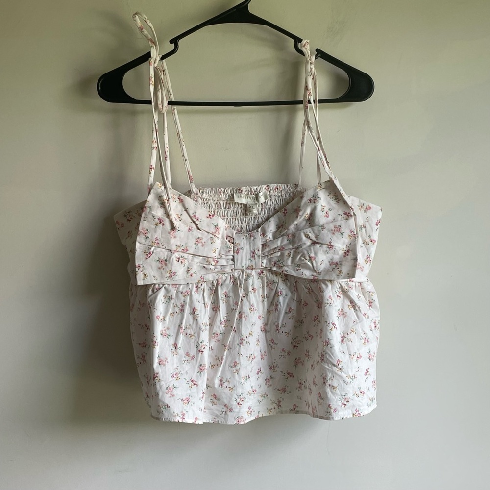 Thirty Thirty L.A. Cropped Baby Doll Top Spaghetti Straps & Smocking Size XL